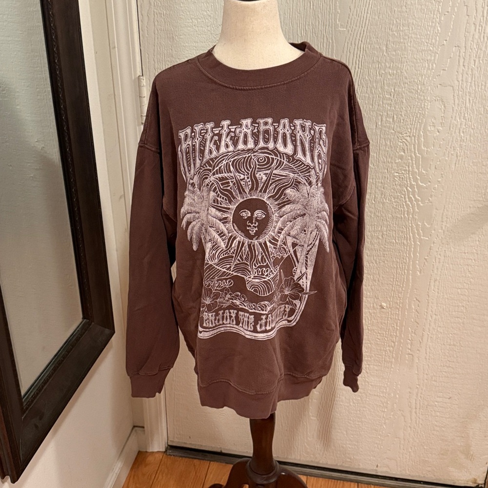 Billabong Mauve-Brown Graphic Crewneck Sweatshirt